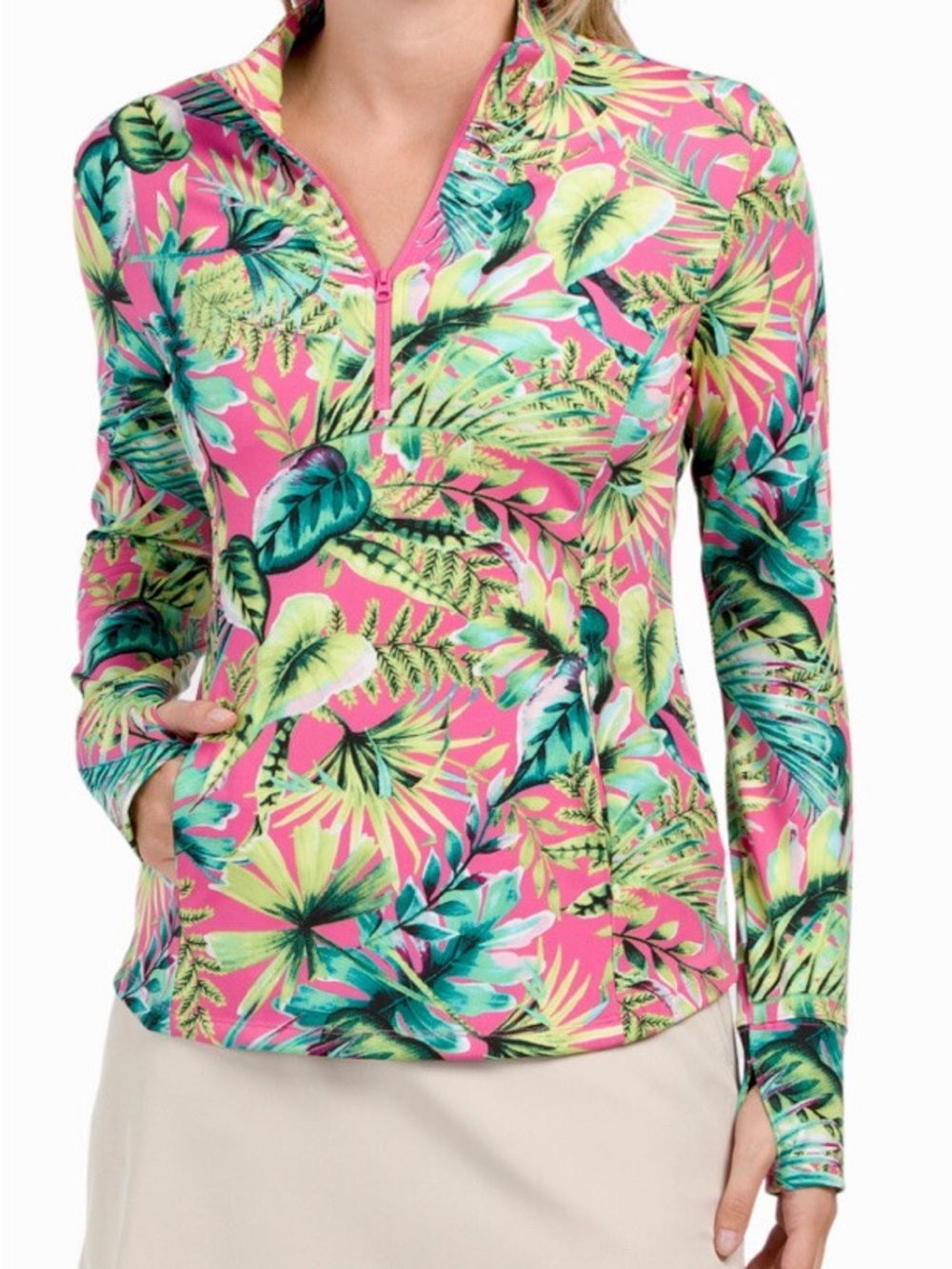 Tommy Bahama Printed L/S 1/2 Zip Neck Knit UPF 50 Golf Top Shirt M NWT